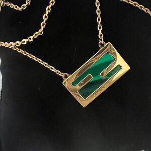 Fendi Gold Necklace with Green Accent